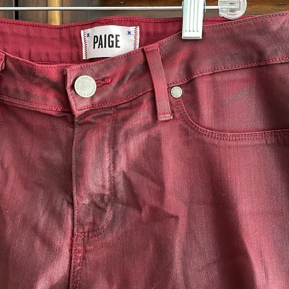 Paige Coated Denim Jeans Stretch Burgundy Verdugo Ankle VGUC 31 - Picture 4 of 8